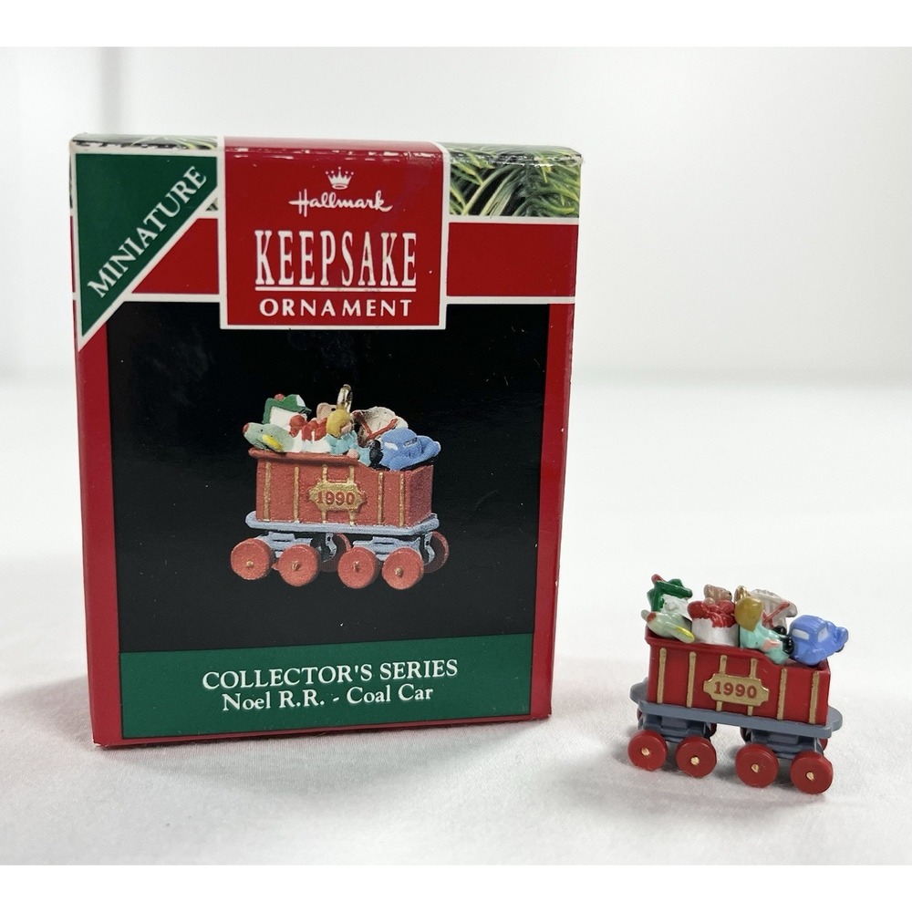 Vintage 1990 Hallmark Noel RR Coal Car Train Miniature Ornament 2nd Series Box